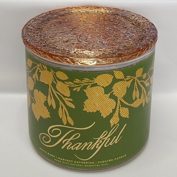 WHITE BARN 3-WICK CANDLE 'HARVEST GATHERING' w/DECORATIVE TOP & WRAP - Picture 12 of 16